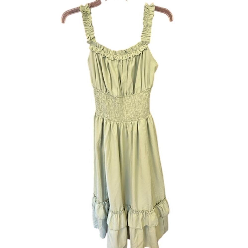 Scarlett Darkness Women's Sage Light Green Ruffle Dress Size Small